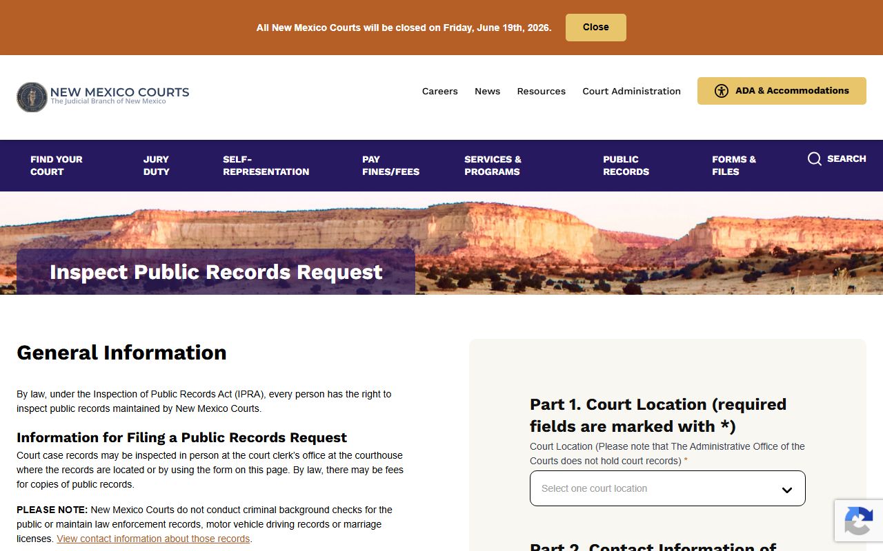 Cibola County court records New Mexico Courts IPRA request form