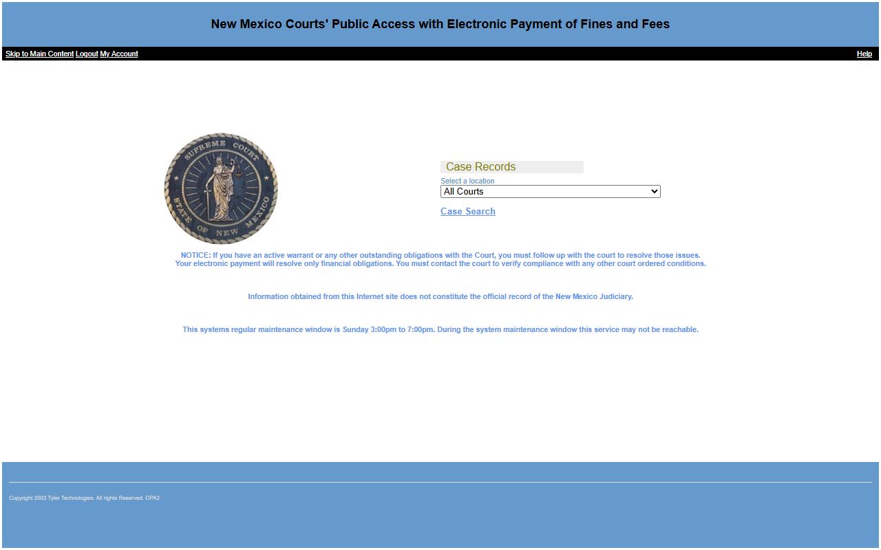 Cibola County court records Odyssey Public Access landing page