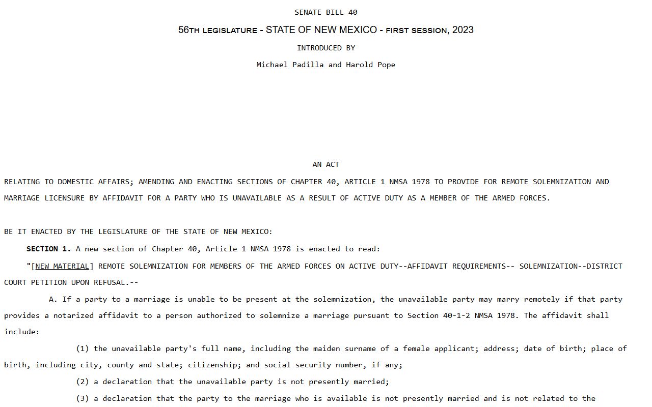 New Mexico marriage license statutory reference