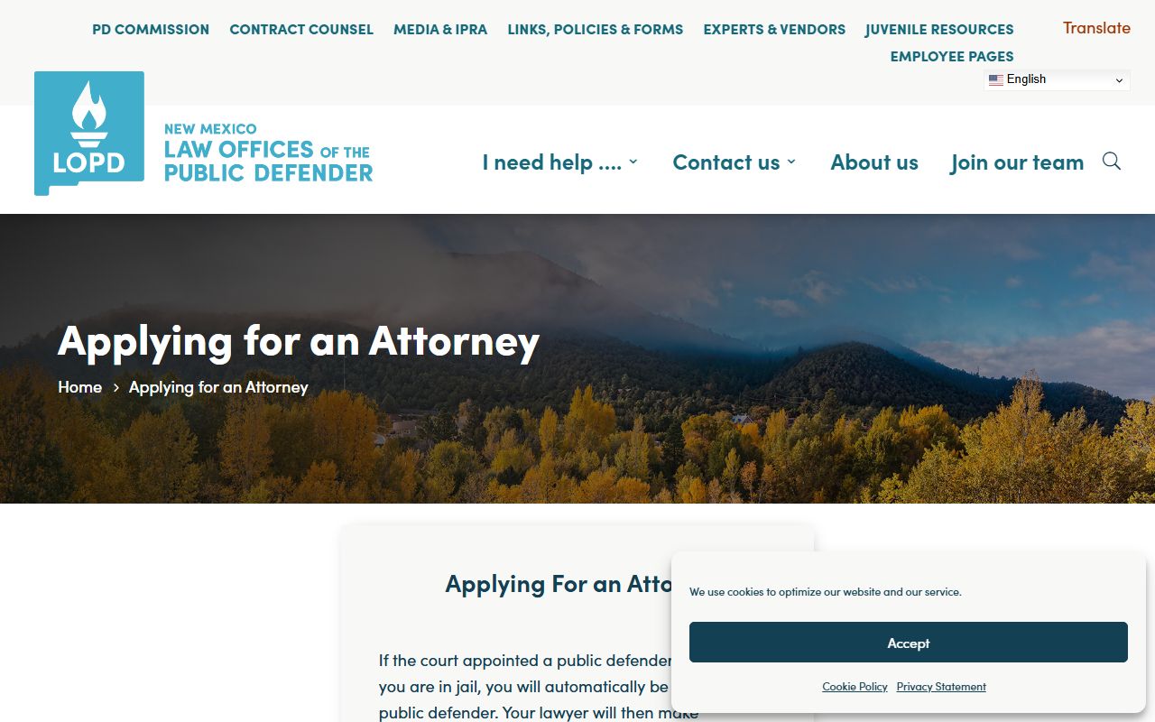 New Mexico Public Defender application instructions for criminal charges after arrest