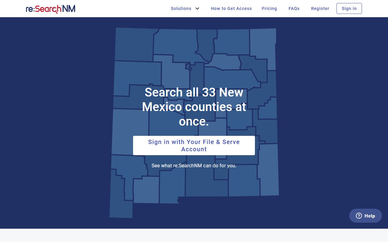re:SearchNM court records search page for registered New Mexico court document access