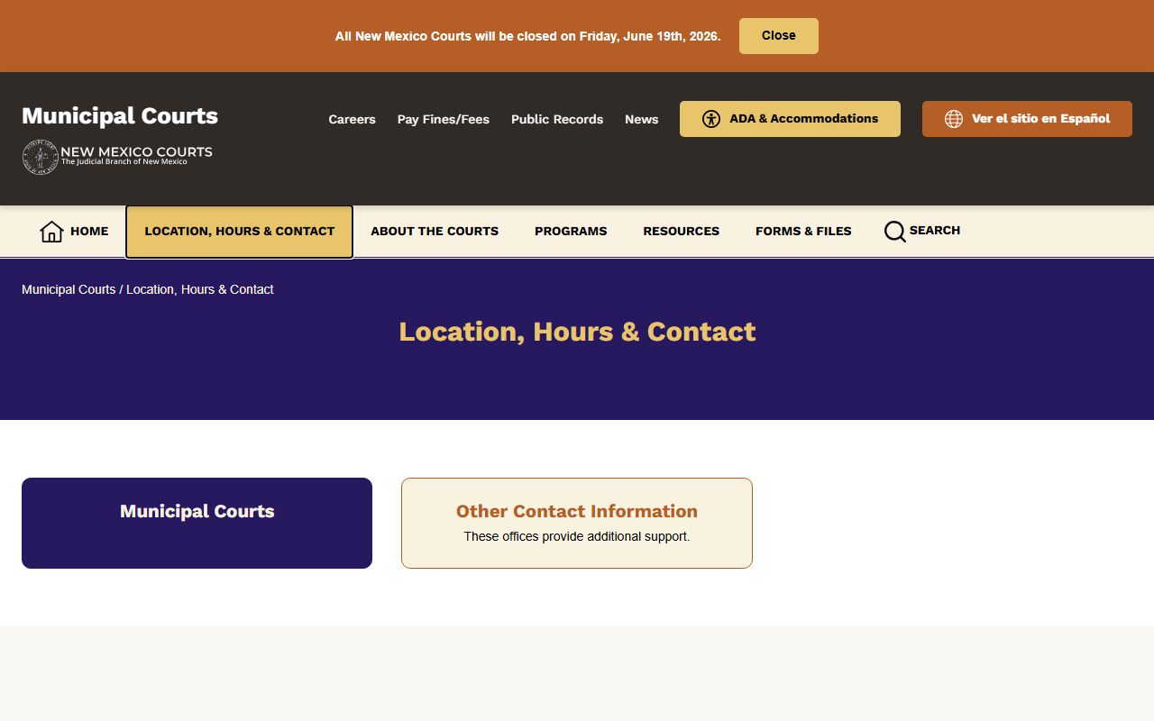 Cibola County District Court municipal courts directory source