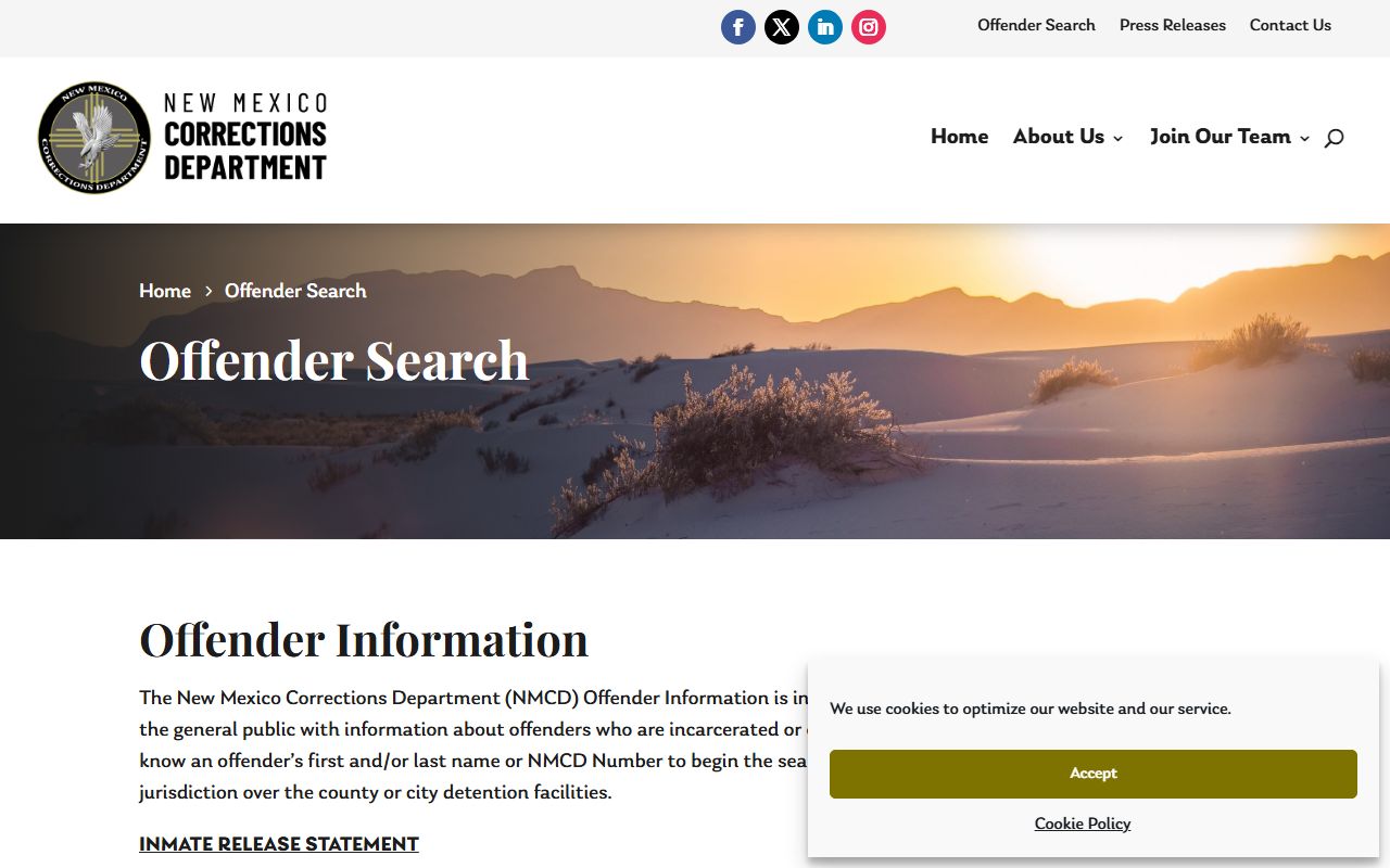Cibola County inmate records NMCD offender search source