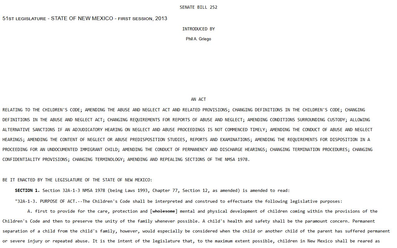 New Mexico confidentiality reference for child and family records