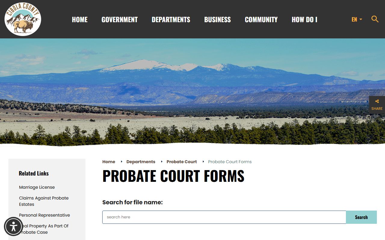 Cibola County Probate Court forms document center